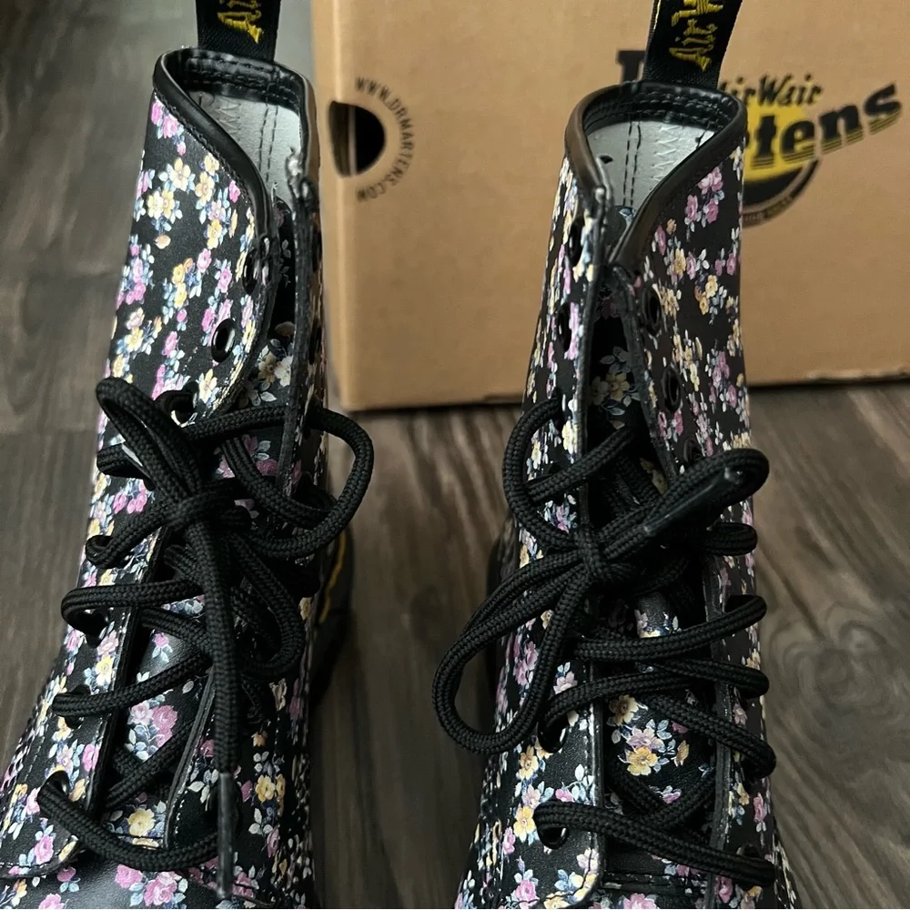 Dr. Martens Black Floral Air Wair Boots - Picture 13 of 15